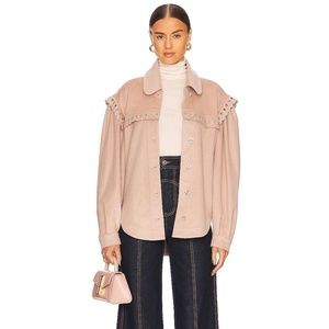 MAGALI PASCAL NWT $495 Clementine Wool Shirt Jacket in Light Pink Blush Size S